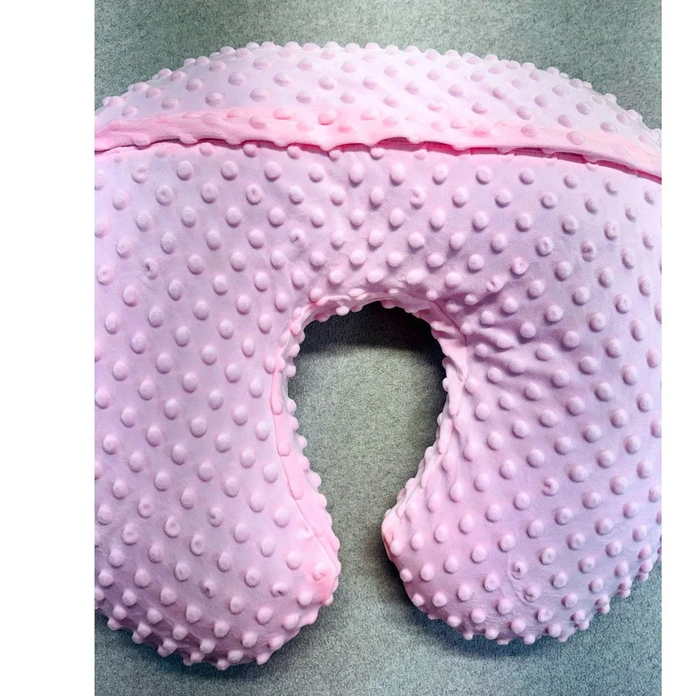 Pink Minky Dot‎ Nursing Support Pillow Soft Plush Baby Feeding Cushion Washable